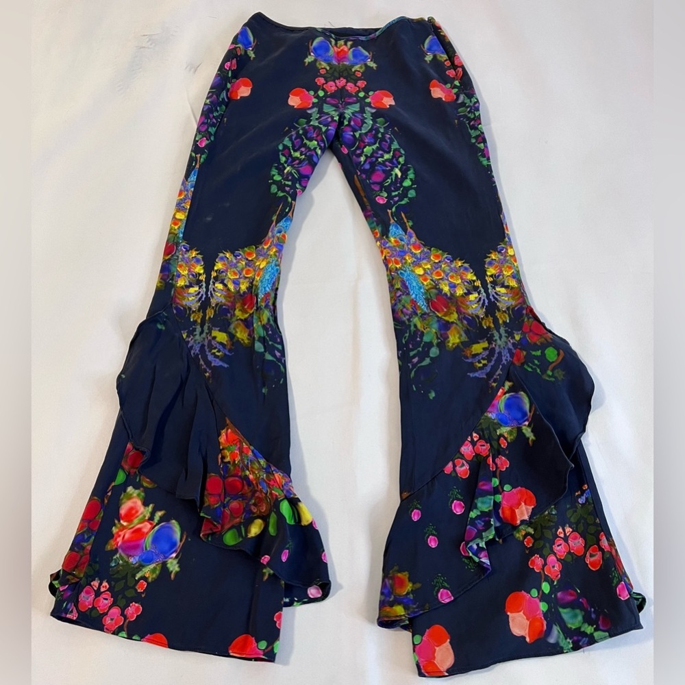 CYNTHIA ROWLEY Roseland Floral Flare Women’s Pant, Size 0 - Picture 4 of 12